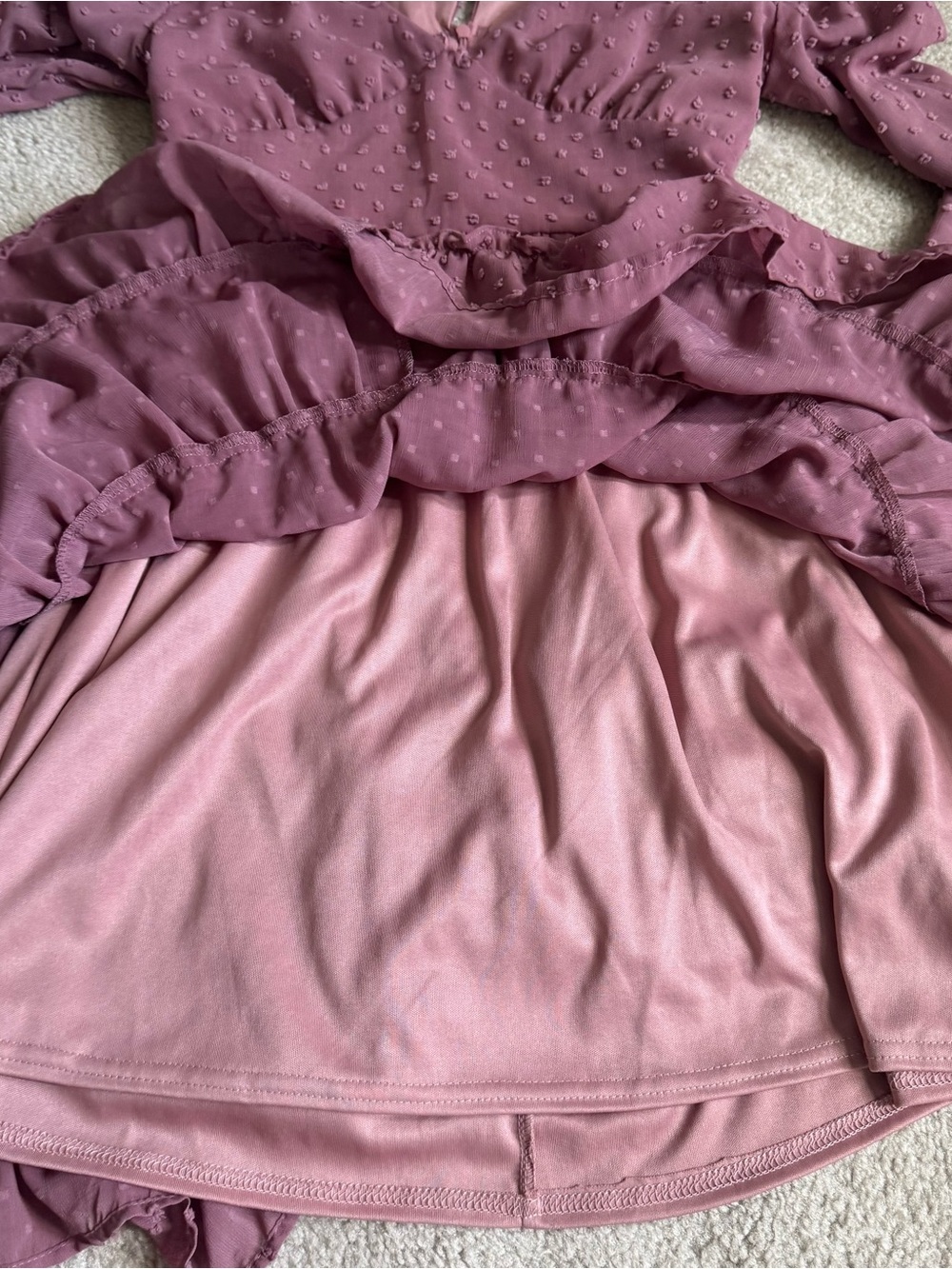 Women’s Altar’d State Long Sleeve Boho Ruffled Mini Dress Cottagecore Purple - Picture 10 of 15
